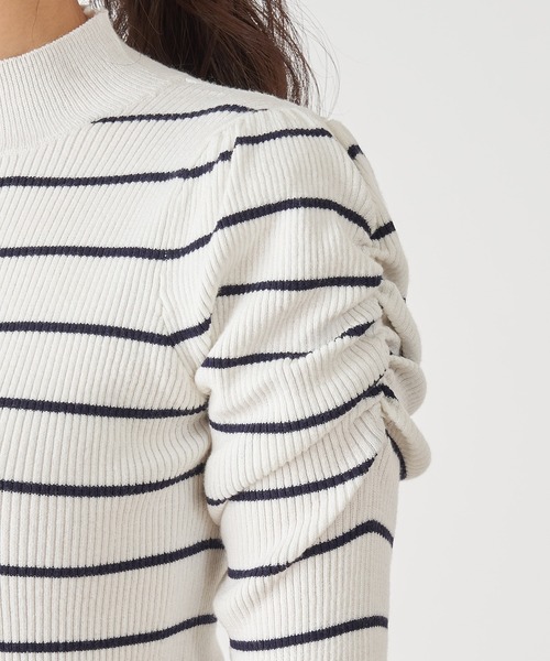 ROYAL PARTY（ロイヤルパーティー）の「【洗えるニット】プチハイネック半袖ニットトップス（ニット/セーター・レディース・ブラック/ベージュ/オフホワイト/ピンク/マルチ・FREE）」の9枚目の写真