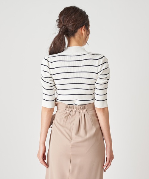 ROYAL PARTY（ロイヤルパーティー）の「【洗えるニット】プチハイネック半袖ニットトップス（ニット/セーター・レディース・ブラック/ベージュ/オフホワイト/ピンク/マルチ・FREE）」の14枚目の写真