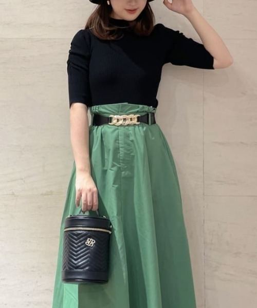 ROYAL PARTY（ロイヤルパーティー）の「【洗えるニット】プチハイネック半袖ニットトップス（ニット/セーター・レディース・ブラック/ベージュ/オフホワイト/ピンク/マルチ・FREE）」の22枚目の写真