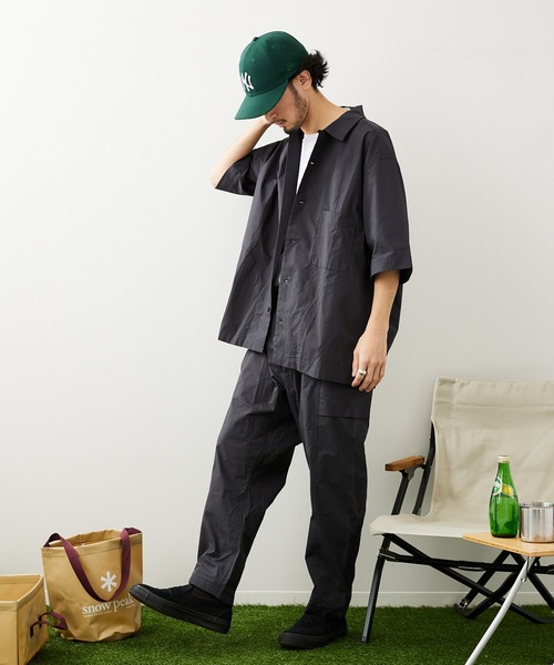 Snow Peak（スノーピーク）の「【Snow Peak/スノーピーク×JS】別注 焚 ライトリップストップ 半袖シャツ（シャツ/ブラウス・メンズ・ベージュ/クリアブラック・MEDIUM/LARGE）」の6枚目の写真