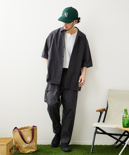 Snow Peak（スノーピーク）の「【Snow Peak/スノーピーク×JS】別注 焚 ライトリップストップ 半袖シャツ（シャツ/ブラウス・メンズ・ベージュ/クリアブラック・MEDIUM/LARGE）」の7枚目の写真