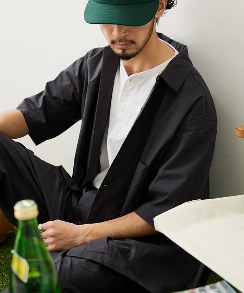 Snow Peak（スノーピーク）の「【Snow Peak/スノーピーク×JS】別注 焚 ライトリップストップ 半袖シャツ（シャツ/ブラウス・メンズ・ベージュ/クリアブラック・MEDIUM/LARGE）」の9枚目の写真