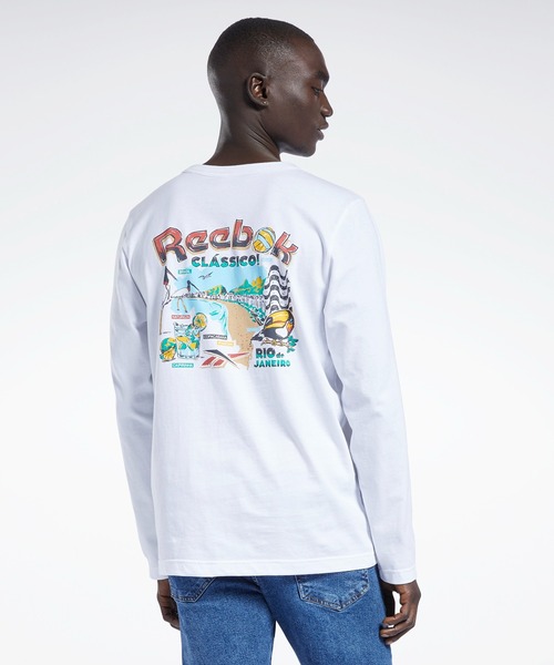 Reebok(リーボック)の「ロングスリーブ Tシャツ / CL DESTINATION LS TEE /(Tシャツ/カットソー・メンズ・ホワイト/ベージュ・SMALL/MEDIUM/LARGE/X-LARGE/XX-LARGE/X-SMALL/XXX-LARGE)」の1枚目の写真