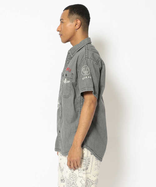 AVIREX(アヴィレックス)の「【TYPE BLUE/タイプブルー】半袖 デニム ハンドクラフト シャツ / S/S DENIM HANDCRAFT SHIRT / アヴィレックス / AVIREX(シャツ/ブラウス・メンズ・ブラック/ホワイト/ブルー系その他・LARGE/X-LARGE/XX-LARGE/MEDIUM)」の2枚目の写真
