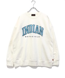 【Indian】裏毛スウェット / サテン アーチロゴ刺繍 オーバーサイズ ルーズトレーナー