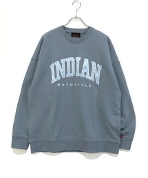 【Indian】裏毛スウェット / サテン アーチロゴ刺繍 オーバーサイズ ルーズトレーナー