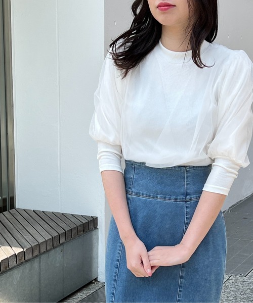 one way（ワンウェイ）の「チュールレイヤード6分袖トップス（Tシャツ/カットソー・レディース・ホワイト/ライトグレー/ブラック/ライトピンク・FREE）」の19枚目の写真