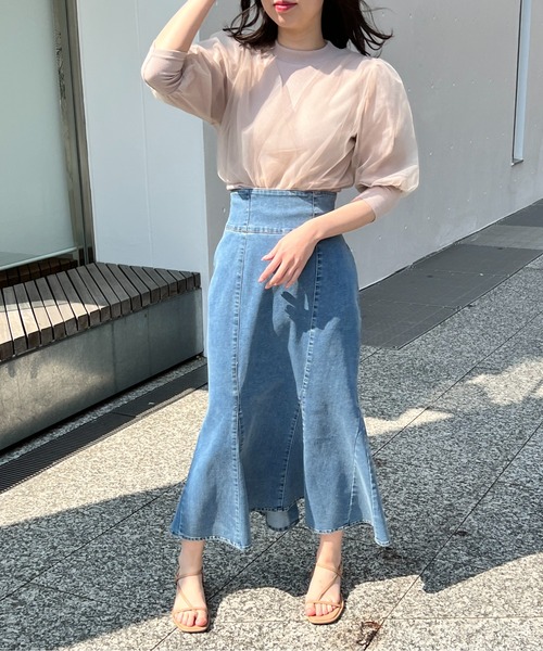 one way（ワンウェイ）の「チュールレイヤード6分袖トップス（Tシャツ/カットソー・レディース・ホワイト/ライトグレー/ブラック/ライトピンク・FREE）」の20枚目の写真