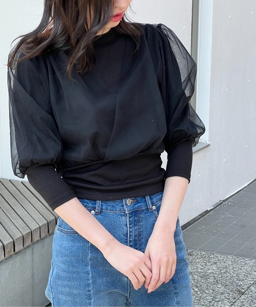 one way（ワンウェイ）の「チュールレイヤード6分袖トップス（Tシャツ/カットソー・レディース・ホワイト/ライトグレー/ブラック/ライトピンク・FREE）」の22枚目の写真