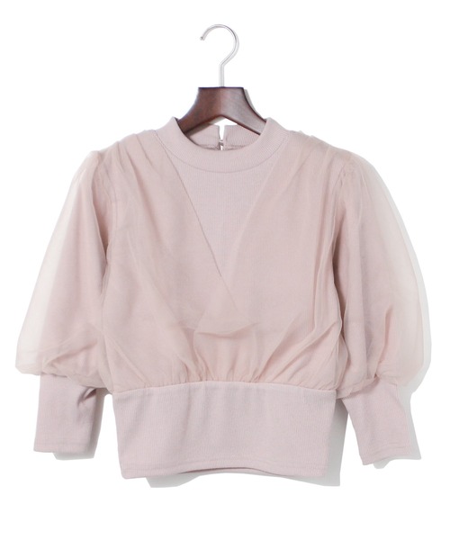 one way（ワンウェイ）の「チュールレイヤード6分袖トップス（Tシャツ/カットソー・レディース・ホワイト/ライトグレー/ブラック/ライトピンク・FREE）」の7枚目の写真