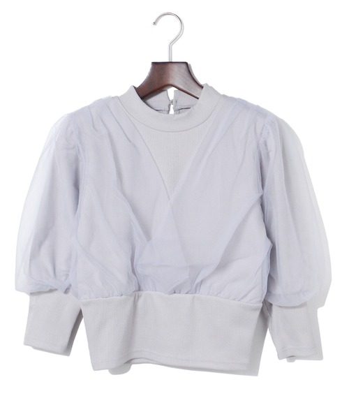 one way（ワンウェイ）の「チュールレイヤード6分袖トップス（Tシャツ/カットソー・レディース・ホワイト/ライトグレー/ブラック/ライトピンク・FREE）」の21枚目の写真