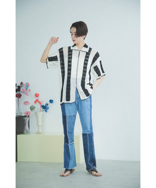 mag.by c（マグバイシー）の「(mag.by c)ストライプクロシェポロニット（ニット/セーター・レディース・ブラウン/ブラック・ONE SIZE）」の3枚目の写真