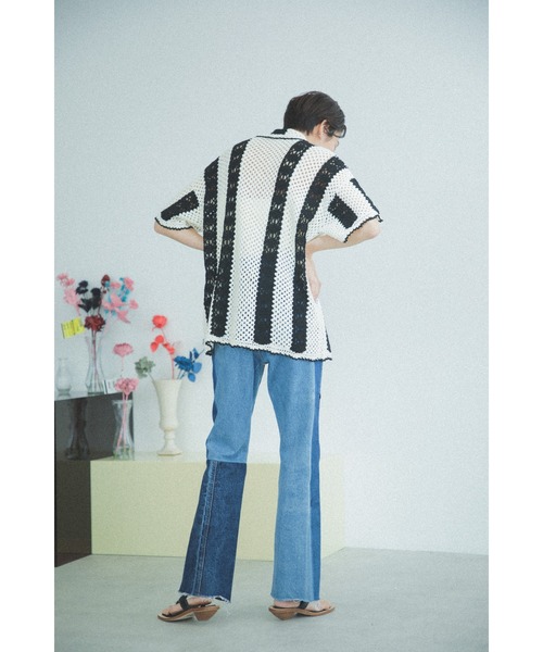 mag.by c（マグバイシー）の「(mag.by c)ストライプクロシェポロニット（ニット/セーター・レディース・ブラウン/ブラック・ONE SIZE）」の4枚目の写真