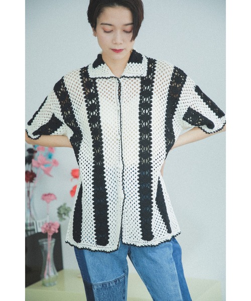 mag.by c（マグバイシー）の「(mag.by c)ストライプクロシェポロニット（ニット/セーター・レディース・ブラウン/ブラック・ONE SIZE）」の7枚目の写真