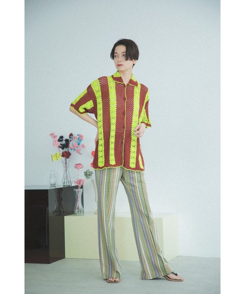 mag.by c（マグバイシー）の「(mag.by c)ストライプクロシェポロニット（ニット/セーター・レディース・ブラウン/ブラック・ONE SIZE）」の5枚目の写真