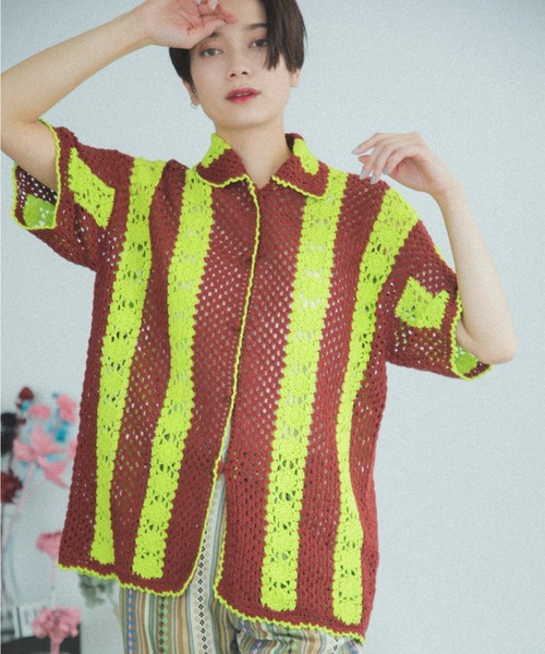 mag.by c（マグバイシー）の「(mag.by c)ストライプクロシェポロニット（ニット/セーター・レディース・ブラウン/ブラック・ONE SIZE）」の15枚目の写真