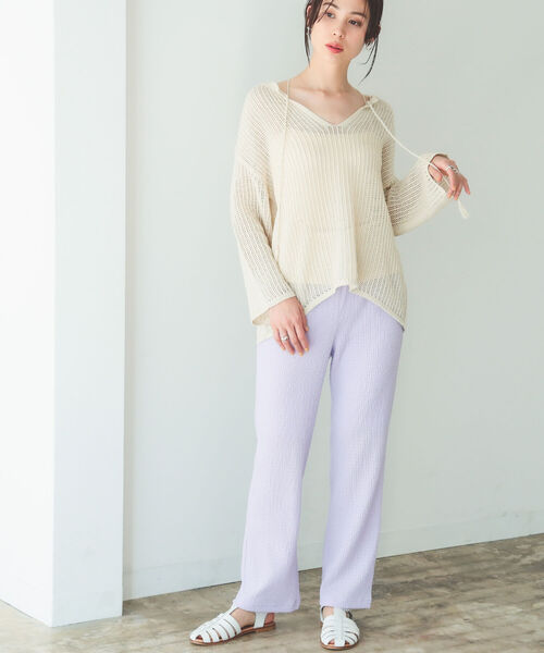 B:MING by BEAMS（ビーミングバイビームス）の「B:MING by BEAMS / オーガニックコットン 透かしニット プルオーバー 22SS（ニット/セーター・レディース・アイボリー/ブラウン/ベージュ・ONE SIZE）」の14枚目の写真