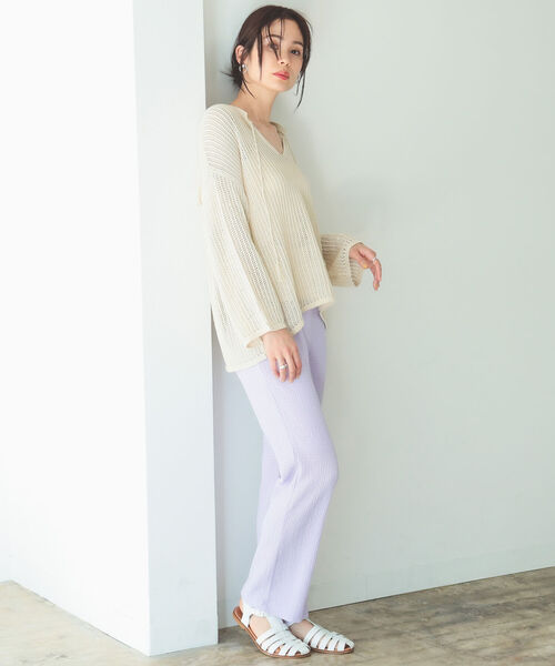 B:MING by BEAMS（ビーミングバイビームス）の「B:MING by BEAMS / オーガニックコットン 透かしニット プルオーバー 22SS（ニット/セーター・レディース・アイボリー/ブラウン/ベージュ・ONE SIZE）」の16枚目の写真