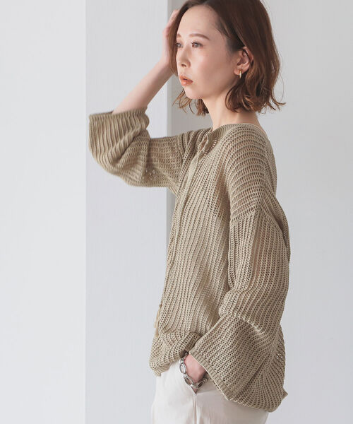 B:MING by BEAMS（ビーミングバイビームス）の「B:MING by BEAMS / オーガニックコットン 透かしニット プルオーバー 22SS（ニット/セーター・レディース・アイボリー/ブラウン/ベージュ・ONE SIZE）」の17枚目の写真