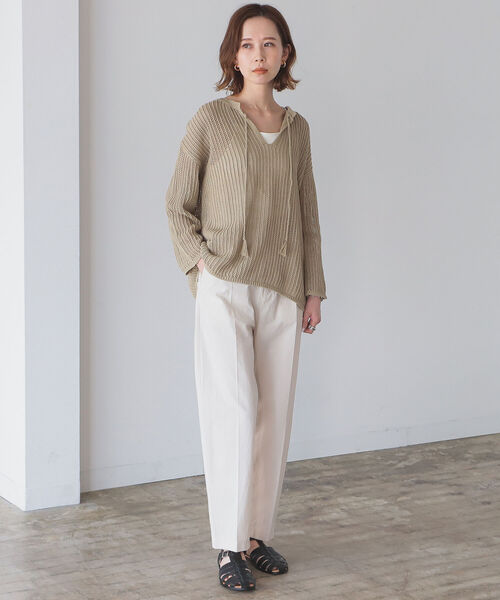 B:MING by BEAMS（ビーミングバイビームス）の「B:MING by BEAMS / オーガニックコットン 透かしニット プルオーバー 22SS（ニット/セーター・レディース・アイボリー/ブラウン/ベージュ・ONE SIZE）」の18枚目の写真