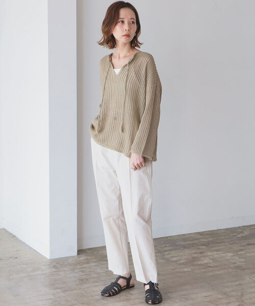 B:MING by BEAMS（ビーミングバイビームス）の「B:MING by BEAMS / オーガニックコットン 透かしニット プルオーバー 22SS（ニット/セーター・レディース・アイボリー/ブラウン/ベージュ・ONE SIZE）」の19枚目の写真