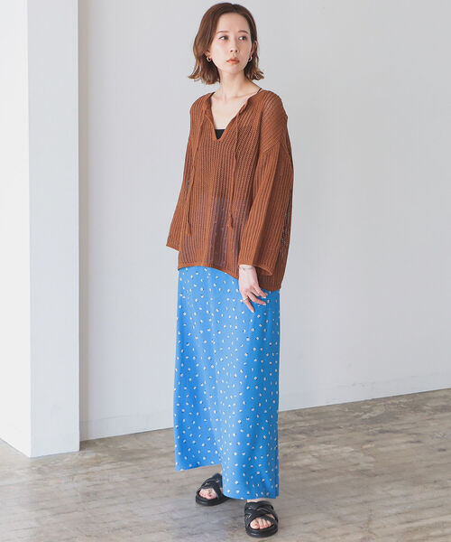 B:MING by BEAMS（ビーミングバイビームス）の「B:MING by BEAMS / オーガニックコットン 透かしニット プルオーバー 22SS（ニット/セーター・レディース・アイボリー/ブラウン/ベージュ・ONE SIZE）」の5枚目の写真