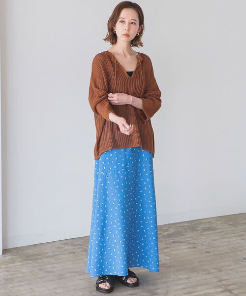 B:MING by BEAMS（ビーミングバイビームス）の「B:MING by BEAMS / オーガニックコットン 透かしニット プルオーバー 22SS（ニット/セーター・レディース・アイボリー/ブラウン/ベージュ・ONE SIZE）」の6枚目の写真