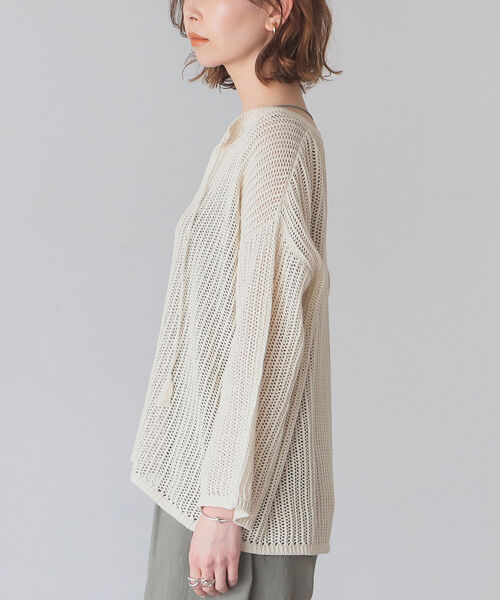 B:MING by BEAMS（ビーミングバイビームス）の「B:MING by BEAMS / オーガニックコットン 透かしニット プルオーバー 22SS（ニット/セーター・レディース・アイボリー/ブラウン/ベージュ・ONE SIZE）」の21枚目の写真