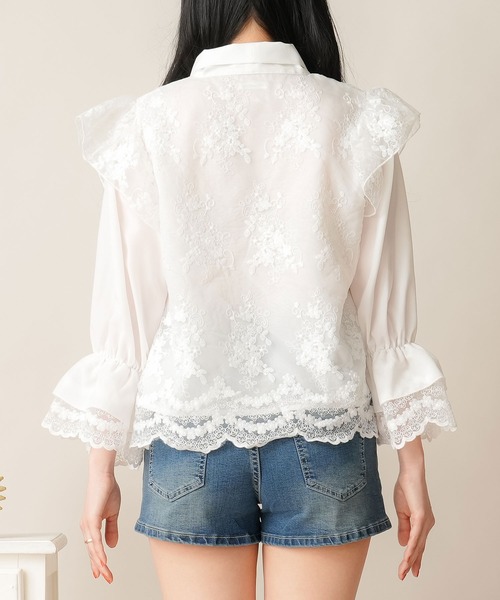 Newlyme（ニューリーミー）の「レースボウタイブラウス（シャツ/ブラウス・レディース・ホワイト/ベージュ・SMALL/MEDIUM/LARGE/X-LARGE/XX-LARGE）」の10枚目の写真