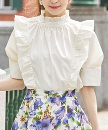 tocco closet | ラッフルフリル付きプチフリルスタンドカラーブラウス(シャツ/ブラウス)