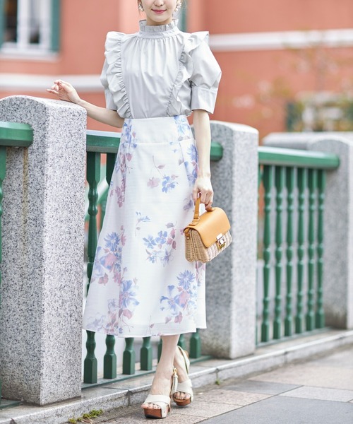 mille fille closet フリル付きホワイトシャツ 半袖 COFREX】 前立ミニフリル 長袖 レディースフリルシャツ(S