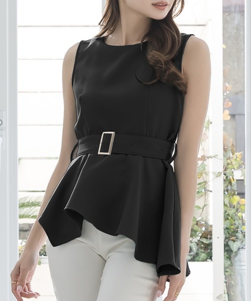 Julia Boutique（ジュリアブティック）の「ウエストマークイレヘムトップス/22075（Tシャツ/カットソー・レディース・グリーン/ブラック/ネイビー・ONE）」の2枚目の写真