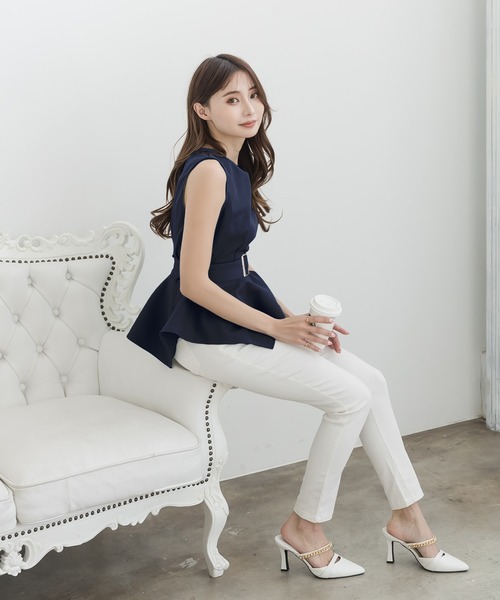 Julia Boutique（ジュリアブティック）の「ウエストマークイレヘムトップス/22075（Tシャツ/カットソー・レディース・グリーン/ブラック/ネイビー・ONE）」の10枚目の写真