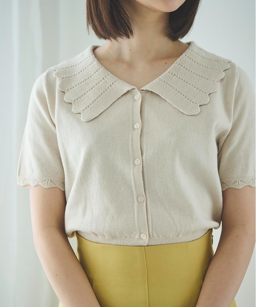 FREE'S MART（フリーズマート）の「【WEB限定】◇襟付き半袖コンパクトニット（ニット/セーター・レディース・ホワイト/ブラック・FREE）」の22枚目の写真