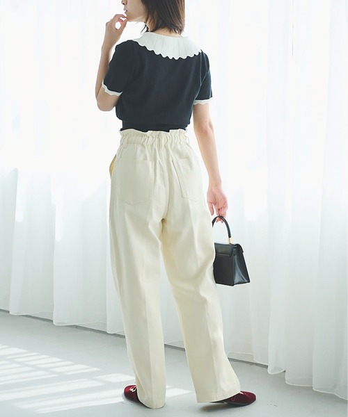 FREE'S MART（フリーズマート）の「【WEB限定】◇襟付き半袖コンパクトニット（ニット/セーター・レディース・ホワイト/ブラック・FREE）」の20枚目の写真