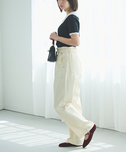 FREE'S MART（フリーズマート）の「【WEB限定】◇襟付き半袖コンパクトニット（ニット/セーター・レディース・ホワイト/ブラック・FREE）」の18枚目の写真