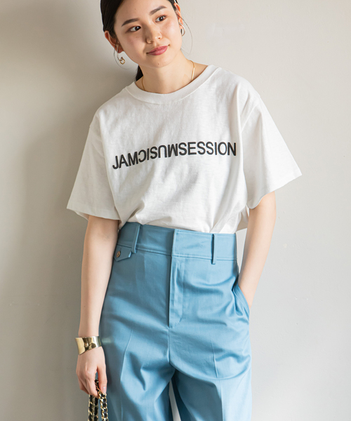 Noble(ノーブル)の「《追加》【N.Jam】レタードプリントTシャツ(Tシャツ/カットソー・レディース・ナチュラル/ネイビー/ホワイト/ブラック/カーキ・FREE)」の2枚目の写真