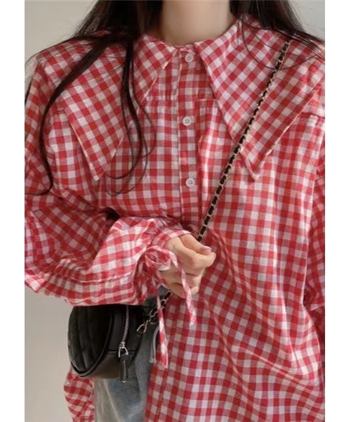 Dream garden(ドリームガーデン)の「ギンガムチェックシャツ(シャツ/ブラウス・レディース・レッド/ブラック・M/S/L/XL)」の20枚目の写真