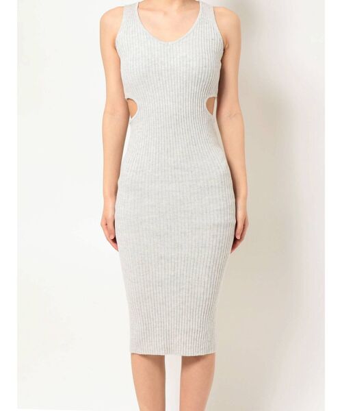 GYDA（ジェイダ）の「サイドオープン Vネックリブニットワンピース（ワンピース・レディース・ライトグレー/ブラック/ベージュ・FREE）」の13枚目の写真