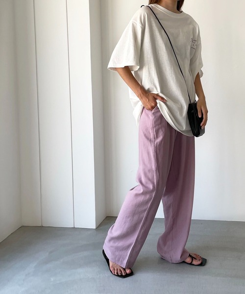 CANAL JEAN(キャナルジーン)の「RED CHOP WORKS(レッドチョップワークス) "SLEEP AND EAT"半袖Tシャツ(Tシャツ/カットソー・レディース・ホワイト/チャコールグレー・38)」の4枚目の写真