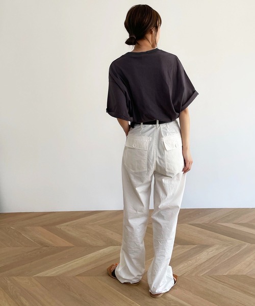 CANAL JEAN(キャナルジーン)の「RED CHOP WORKS(レッドチョップワークス) "SLEEP AND EAT"半袖Tシャツ(Tシャツ/カットソー・レディース・ホワイト/チャコールグレー・38)」の8枚目の写真