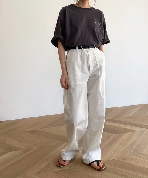 CANAL JEAN(キャナルジーン)の「RED CHOP WORKS(レッドチョップワークス) "SLEEP AND EAT"半袖Tシャツ(Tシャツ/カットソー・レディース・ホワイト/チャコールグレー・38)」の6枚目の写真
