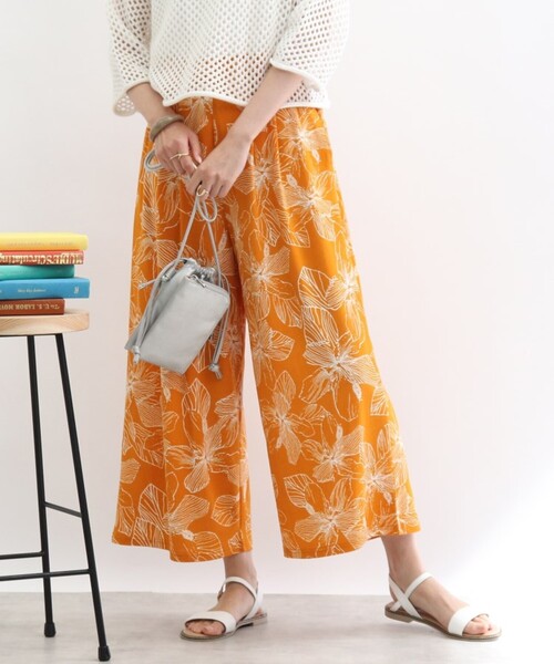 Cutie Blonde（キューティーブロンド）の「◆【洗濯機可/接触冷感/S-L】ゆるテロ柄ワイドパンツ（その他パンツ・レディース・ホワイト系3/ブラック系/ネイビー系/イエロー系・01/02/03）」の5枚目の写真