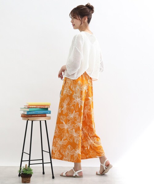 Cutie Blonde（キューティーブロンド）の「◆【洗濯機可/接触冷感/S-L】ゆるテロ柄ワイドパンツ（その他パンツ・レディース・ホワイト系3/ブラック系/ネイビー系/イエロー系・01/02/03）」の10枚目の写真