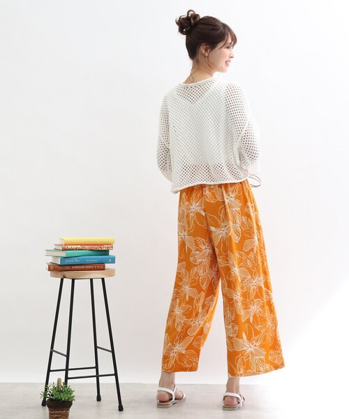 Cutie Blonde（キューティーブロンド）の「◆【洗濯機可/接触冷感/S-L】ゆるテロ柄ワイドパンツ（その他パンツ・レディース・ホワイト系3/ブラック系/ネイビー系/イエロー系・01/02/03）」の11枚目の写真