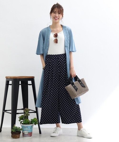 Cutie Blonde（キューティーブロンド）の「◆【洗濯機可/接触冷感/S-L】ゆるテロ柄ワイドパンツ（その他パンツ・レディース・ホワイト系3/ブラック系/ネイビー系/イエロー系・01/02/03）」の17枚目の写真