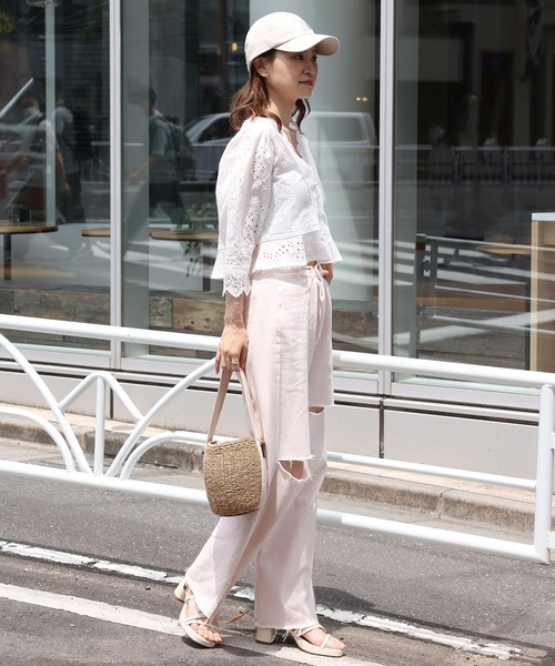 one after another NICE CLAUP（ワンアフターアナザーナイスクラップ）の「コットンレース羽織ブラウス（シャツ/ブラウス・レディース・オフホワイト/ブラウン/ミント・FREE）」の16枚目の写真