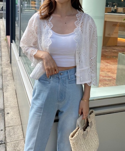 one after another NICE CLAUP（ワンアフターアナザーナイスクラップ）の「コットンレース羽織ブラウス（シャツ/ブラウス・レディース・オフホワイト/ブラウン/ミント・FREE）」の20枚目の写真