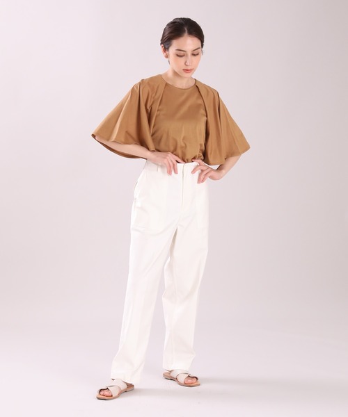 INED(イネド)の「フリルスリーブカットソー(Tシャツ/カットソー・レディース・ブルー/キャメル/スミクロ・9号)」の9枚目の写真