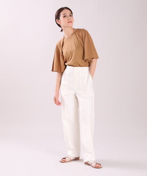 INED(イネド)の「フリルスリーブカットソー(Tシャツ/カットソー・レディース・ブルー/キャメル/スミクロ・9号)」の8枚目の写真